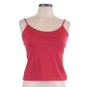 British Khaki Red Spaghetti Strp Adjustable Build In Bra Women's Tank Top Size M